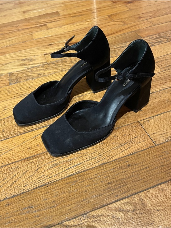 Reformation Shoes - Reformation Satin Black Mary Jane Block Heels